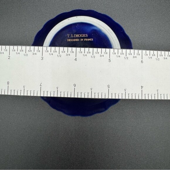 Limoges France Cobalt Blue and Gold “The Proposal” Andre Prevot Trinket Dish - Picture 12 of 13